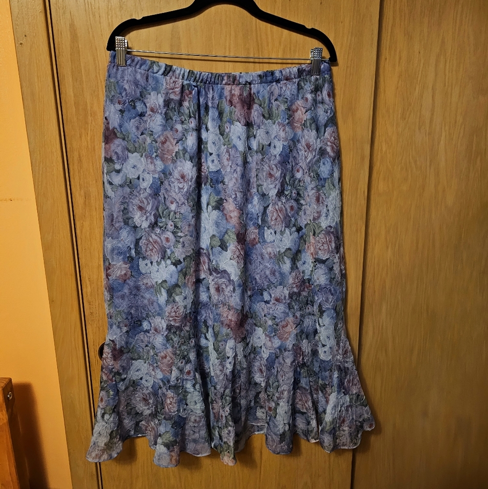 Vintage Ksl Floral Skirt Plus Size Lavender View 4